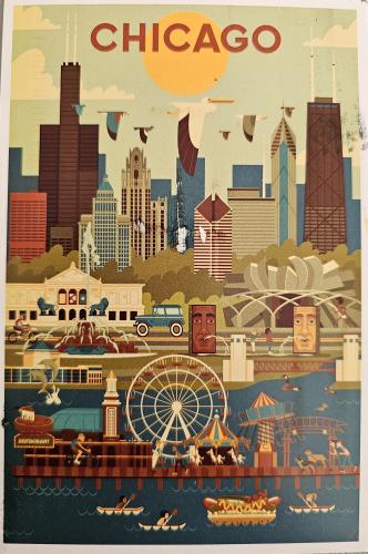 A postcard printed in Chicago shows the city circa 2007.